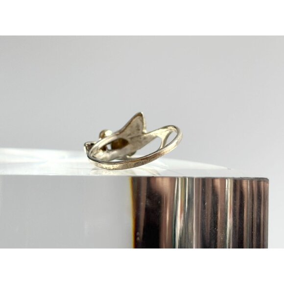 London Blue Topaz Ocean Drop 14k Accents Sterling Silver 925 Vintage Ring - sz 5 - Picture 4 of 13